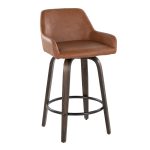 Daniella 26 Contemporary Walnut and Camel Swivel Stools w/ Black Metal Footrest (Set of 2) 17 Daniella 26 Contemporary Walnut and Camel Swivel Stools w/ Black Metal Footrest (Set of 2)