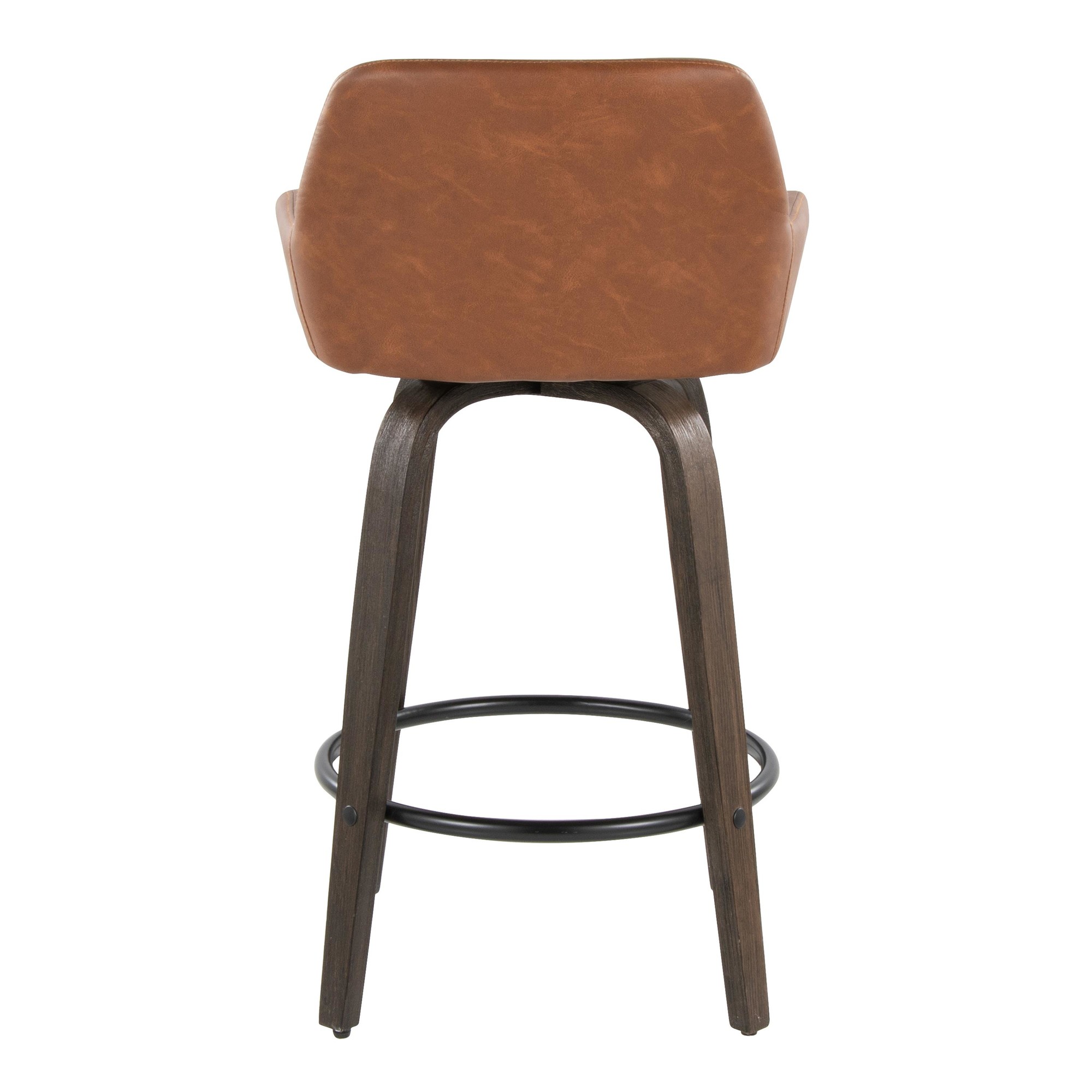 Daniella 26 Contemporary Walnut and Camel Swivel Stools w/ Black Metal Footrest (Set of 2) 9 Daniella 26 Contemporary Walnut and Camel Swivel Stools w/ Black Metal Footrest (Set of 2) - Image 9