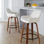 Daniella 26 Contemporary Walnut and White Swivel Counter Stools (Set of 2) 13 Daniella 26 Contemporary Walnut and White Swivel Counter Stools (Set of 2)