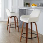 Daniella 26 Contemporary Walnut and White Swivel Counter Stools (Set of 2) 12 Daniella 26 Contemporary Walnut and White Swivel Counter Stools (Set of 2)