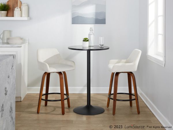 Daniella 26 Contemporary Walnut and White Swivel Counter Stools Set of 2 2