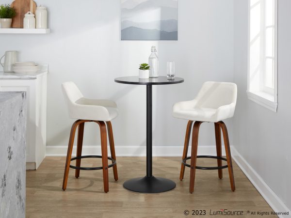 Daniella 26 Contemporary Walnut and White Swivel Counter Stools Set of 2 3