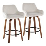 Daniella 26 Contemporary Walnut and White Swivel Counter Stools (Set of 2) 16 Daniella 26 Contemporary Walnut and White Swivel Counter Stools (Set of 2)