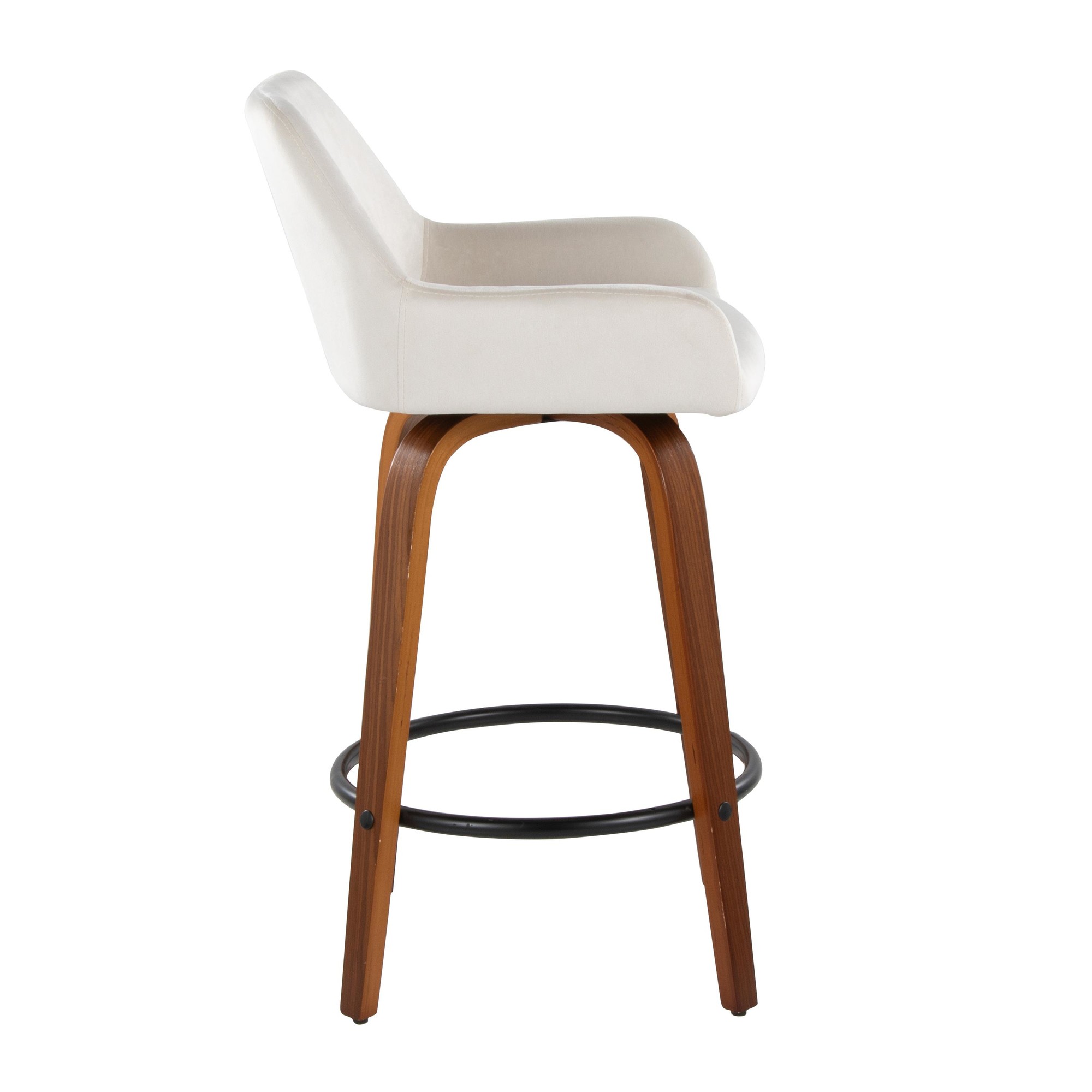 Daniella 26 Contemporary Walnut and White Swivel Counter Stools (Set of 2) 7 Daniella 26 Contemporary Walnut and White Swivel Counter Stools (Set of 2) - Image 7