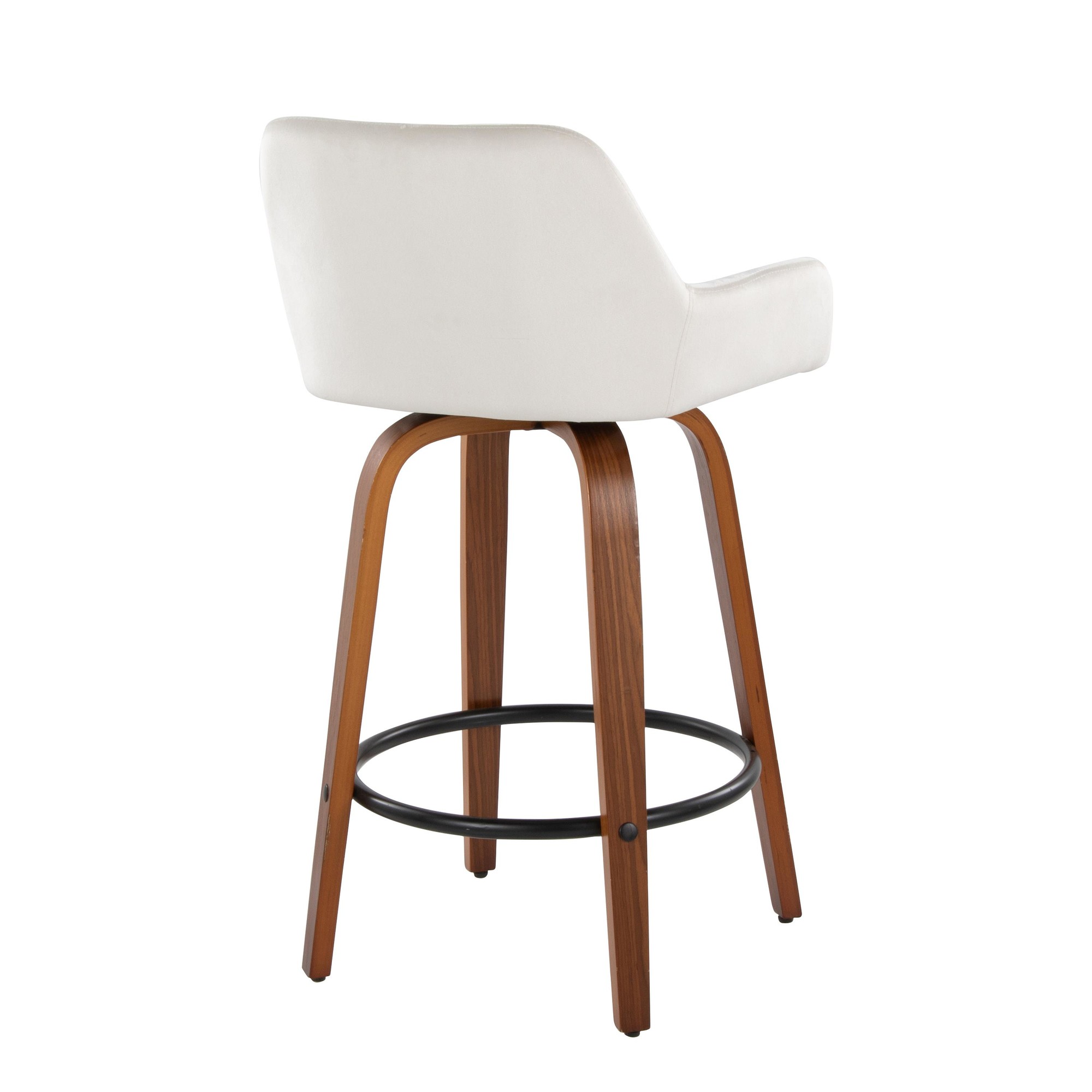 Daniella 26 Contemporary Walnut and White Swivel Counter Stools (Set of 2) 8 Daniella 26 Contemporary Walnut and White Swivel Counter Stools (Set of 2) - Image 8