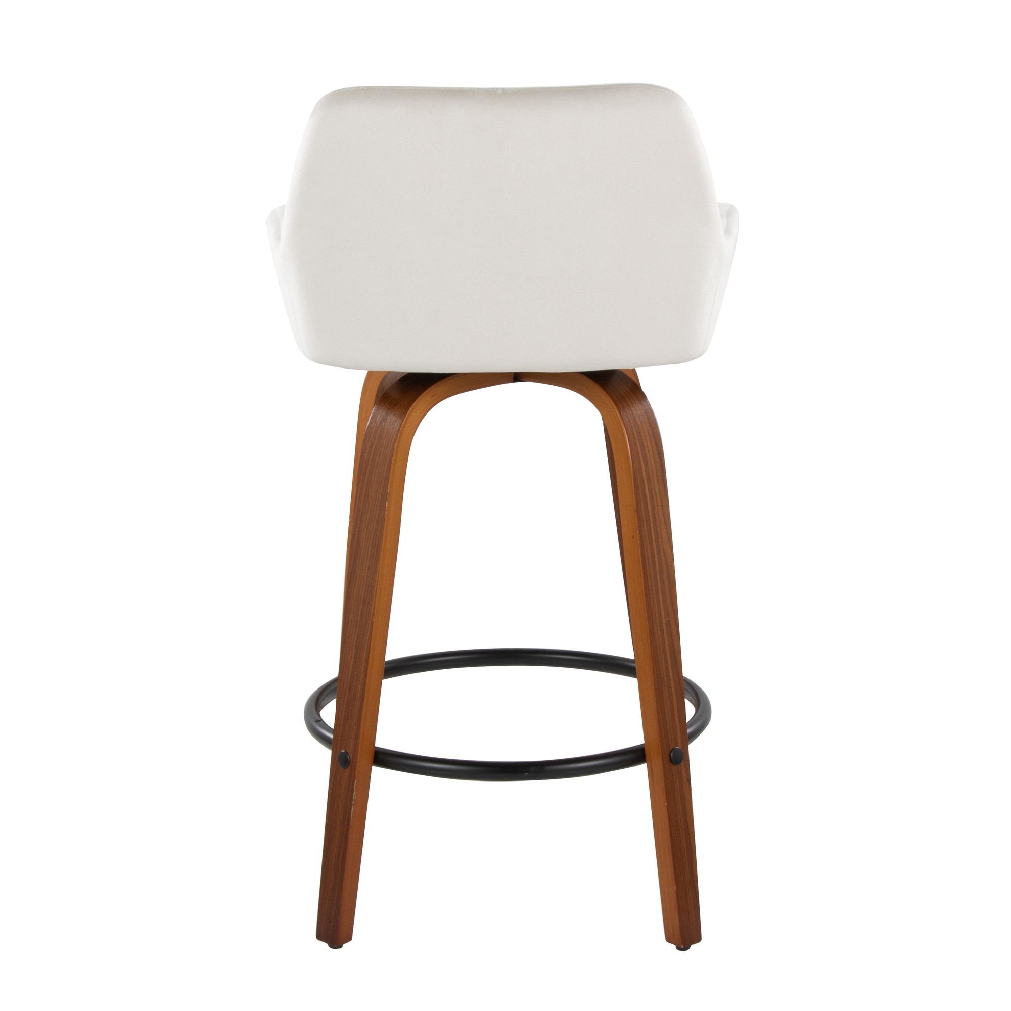 Daniella 26 Contemporary Walnut and White Swivel Counter Stools (Set of 2) 9 Daniella 26 Contemporary Walnut and White Swivel Counter Stools (Set of 2) - Image 9