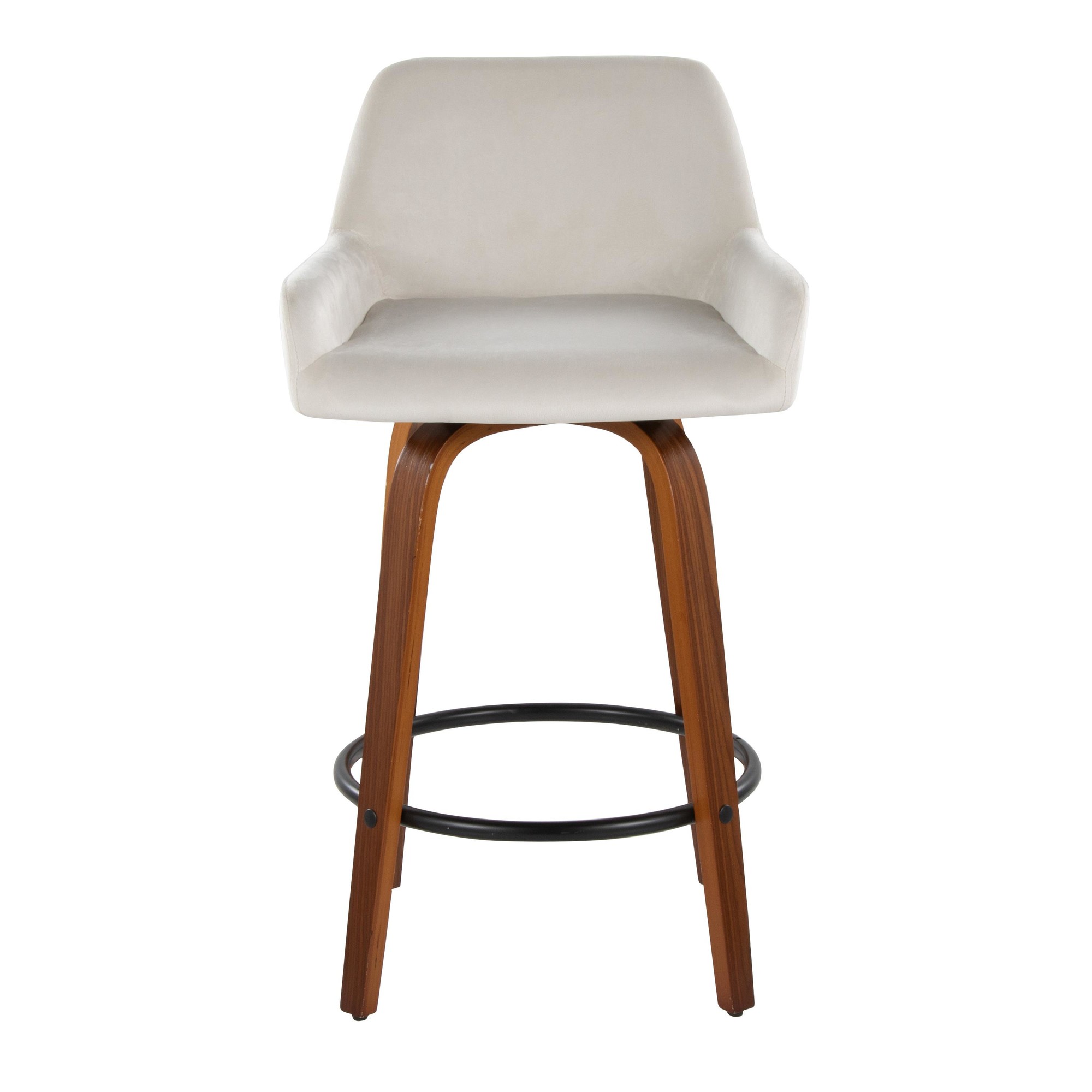 Daniella 26 Contemporary Walnut and White Swivel Counter Stools (Set of 2) 10 Daniella 26 Contemporary Walnut and White Swivel Counter Stools (Set of 2) - Image 10