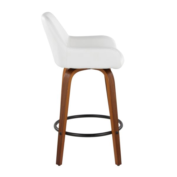 Daniella 26 Inch White Faux Leather Contemporary Swivel Stools Set of 2 3