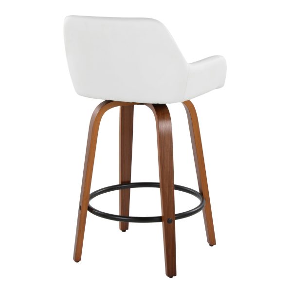 Daniella 26 Inch White Faux Leather Contemporary Swivel Stools Set of 2 4