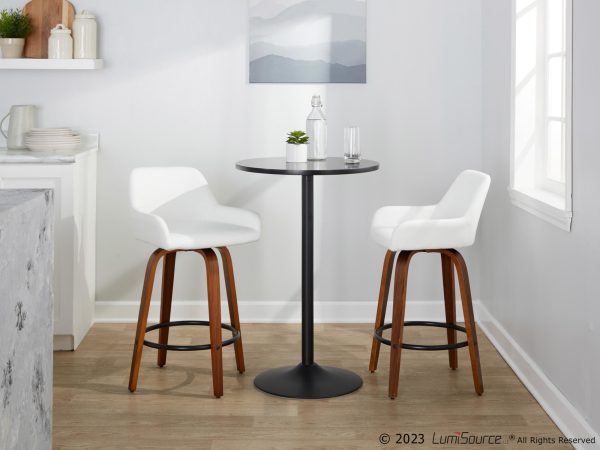 Daniella 26 Inch White Faux Leather Contemporary Swivel Stools Set of 2