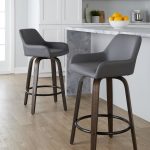 Daniella 26" Walnut Contemporary Grey Swivel Counter Stools (Set of 2)
