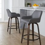 Daniella 26" Walnut Contemporary Grey Swivel Counter Stools (Set of 2)