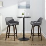 Daniella 26" Walnut Contemporary Grey Swivel Counter Stools (Set of 2)