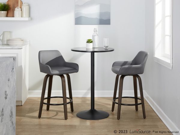 Daniella 26 Walnut Contemporary Grey Swivel Counter Stools Set of 2 2
