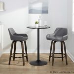Daniella 26" Walnut Contemporary Grey Swivel Counter Stools (Set of 2)