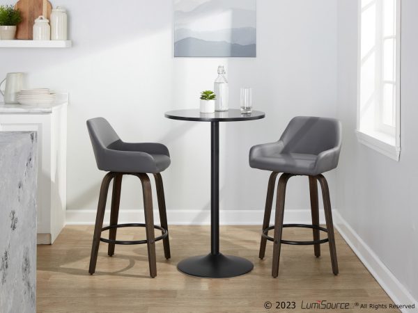 Daniella 26 Walnut Contemporary Grey Swivel Counter Stools Set of 2 3