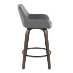 Daniella 26" Walnut Contemporary Grey Swivel Counter Stools (Set of 2)