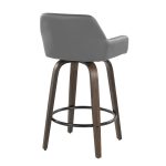Daniella 26" Walnut Contemporary Grey Swivel Counter Stools (Set of 2)