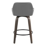 Daniella 26" Walnut Contemporary Grey Swivel Counter Stools (Set of 2)