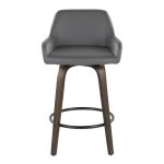Daniella 26" Walnut Contemporary Grey Swivel Counter Stools (Set of 2)