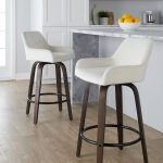 Daniella 26" Walnut and White Velvet Counter Stools (Set of 2)