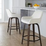 Daniella 26" Walnut and White Velvet Counter Stools (Set of 2)