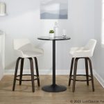 Daniella 26" Walnut and White Velvet Counter Stools (Set of 2)