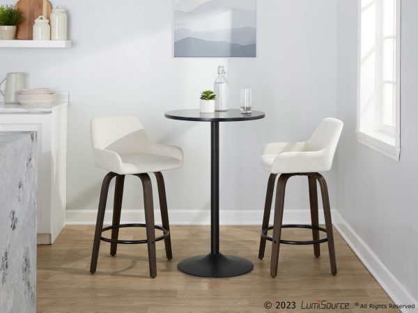 Daniella 26 Walnut and White Velvet Counter Stools Set of 2 2