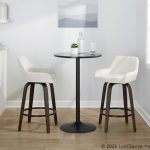Daniella 26" Walnut and White Velvet Counter Stools (Set of 2)