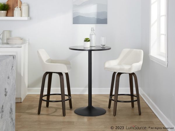 Daniella 26 Walnut and White Velvet Counter Stools Set of 2 3