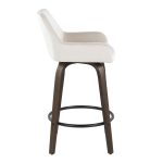 Daniella 26" Walnut and White Velvet Counter Stools (Set of 2)