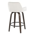 Daniella 26" Walnut and White Velvet Counter Stools (Set of 2)