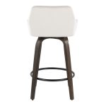 Daniella 26" Walnut and White Velvet Counter Stools (Set of 2)