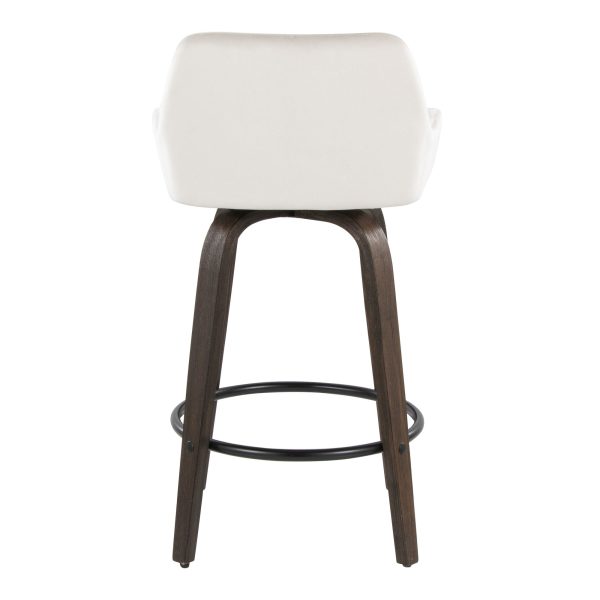 Daniella 26 Walnut and White Velvet Counter Stools Set of 2 8