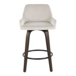 Daniella 26" Walnut and White Velvet Counter Stools (Set of 2)