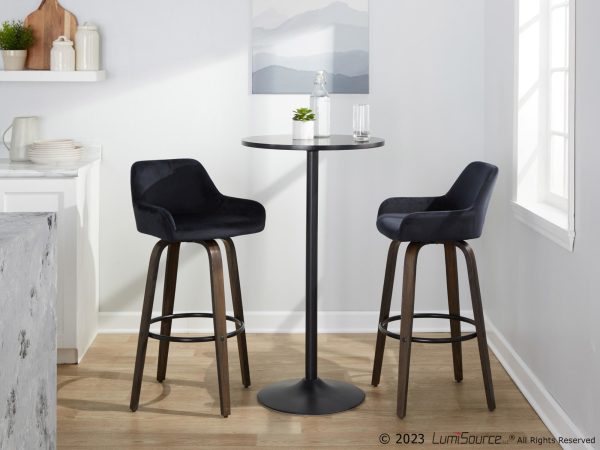 Daniella 30 Contemporary Black Velvet Swivel Barstools Set of 2 2