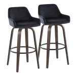 Daniella 30 Contemporary Black Velvet Swivel Barstools (Set of 2)