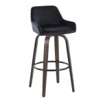 Daniella 30 Contemporary Black Velvet Swivel Barstools (Set of 2)