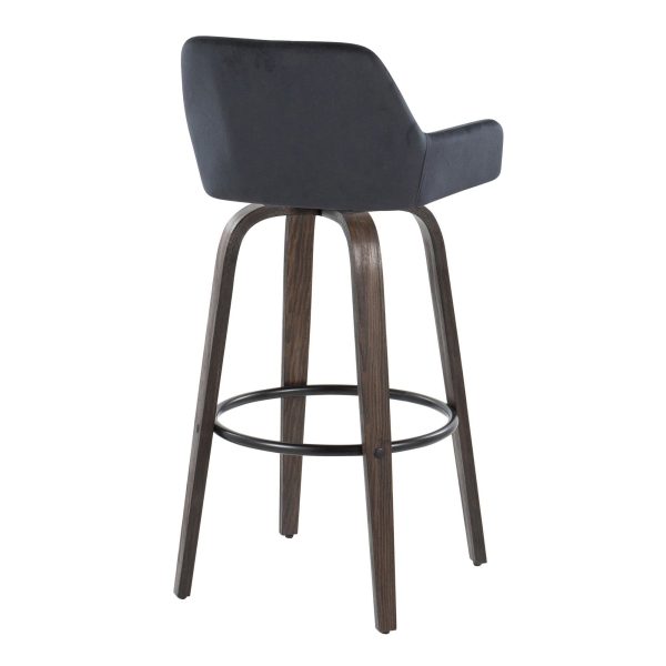 Daniella 30 Contemporary Black Velvet Swivel Barstools Set of 2 7