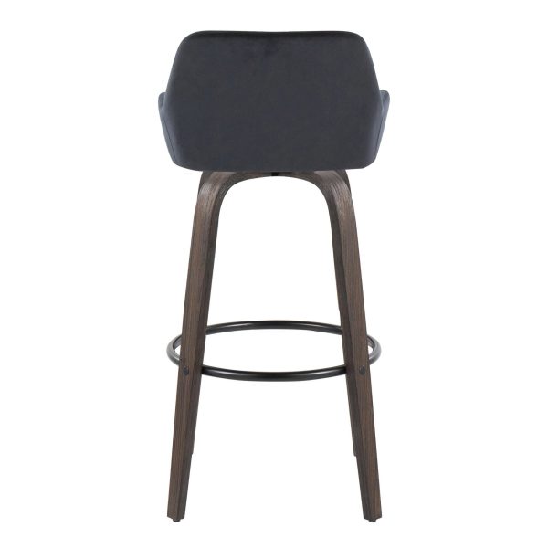 Daniella 30 Contemporary Black Velvet Swivel Barstools Set of 2 8