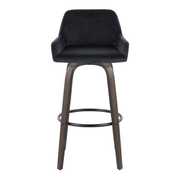 Daniella 30 Contemporary Black Velvet Swivel Barstools Set of 2 9
