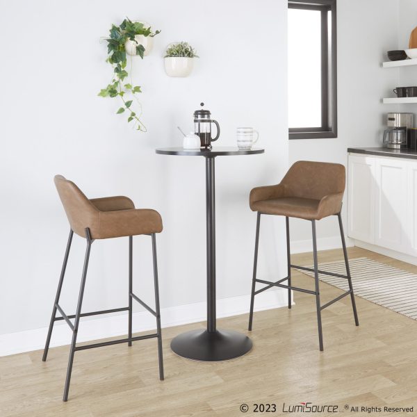 Daniella 30 Contemporary Black and Espresso Barstool Set of 2 1