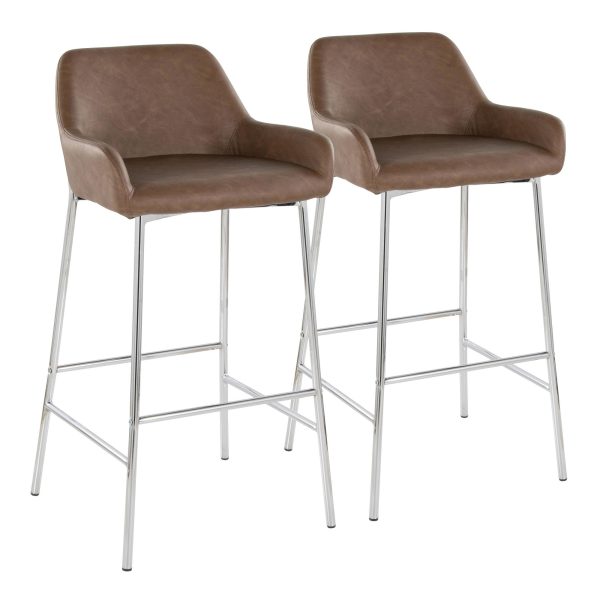 Daniella 30 Contemporary Espresso Faux Leather Barstool Set of 2