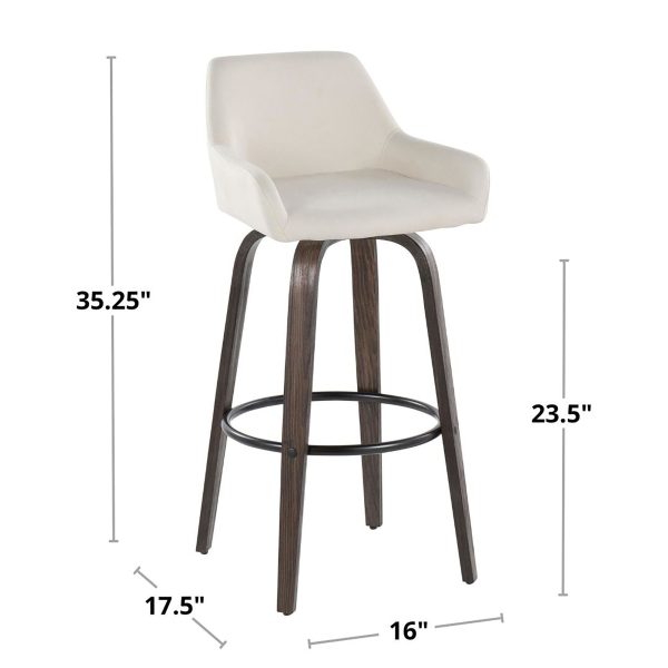Daniella 30 Contemporary Grey Swivel Barstools Set of 2 10