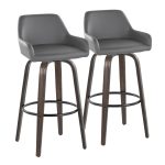 Daniella 30 Contemporary Grey Swivel Barstools (Set of 2)