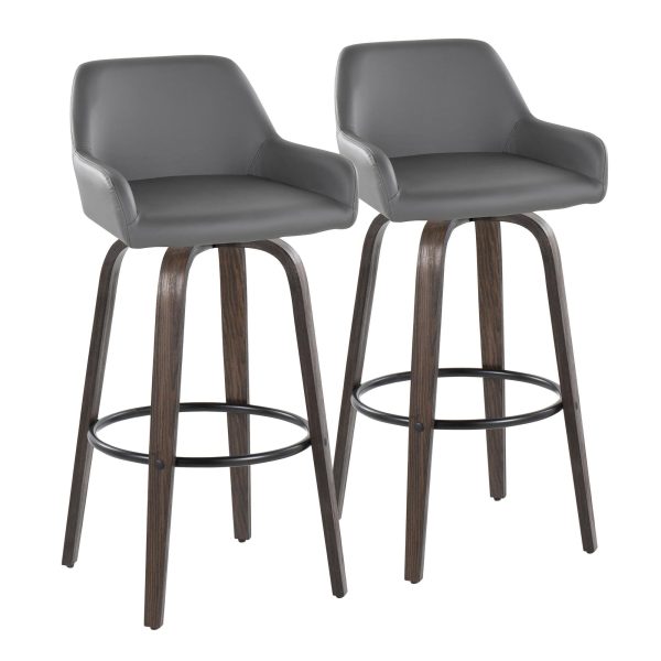 Daniella 30 Contemporary Grey Swivel Barstools Set of 2 4