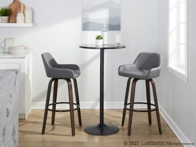Daniella 30 Contemporary Grey Swivel Barstools (Set of 2)