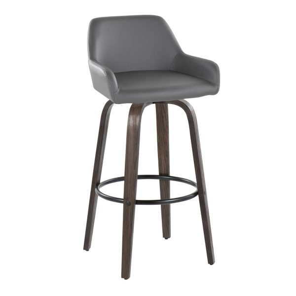 Daniella 30 Contemporary Grey Swivel Barstools Set of 2 5