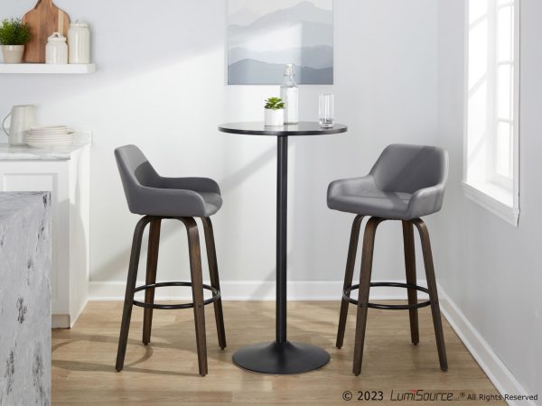 Daniella 30 Contemporary Grey Swivel Barstools Set of 2