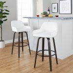 Daniella 30 Contemporary Swivel Barstools Walnut White (Set of 2) 12 Daniella 30 Contemporary Swivel Barstools Walnut White (Set of 2)